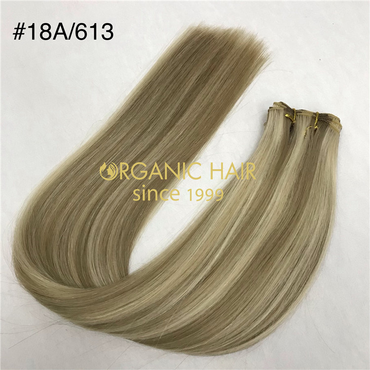 Human remy hand tied wefts hair extensions customized color X378